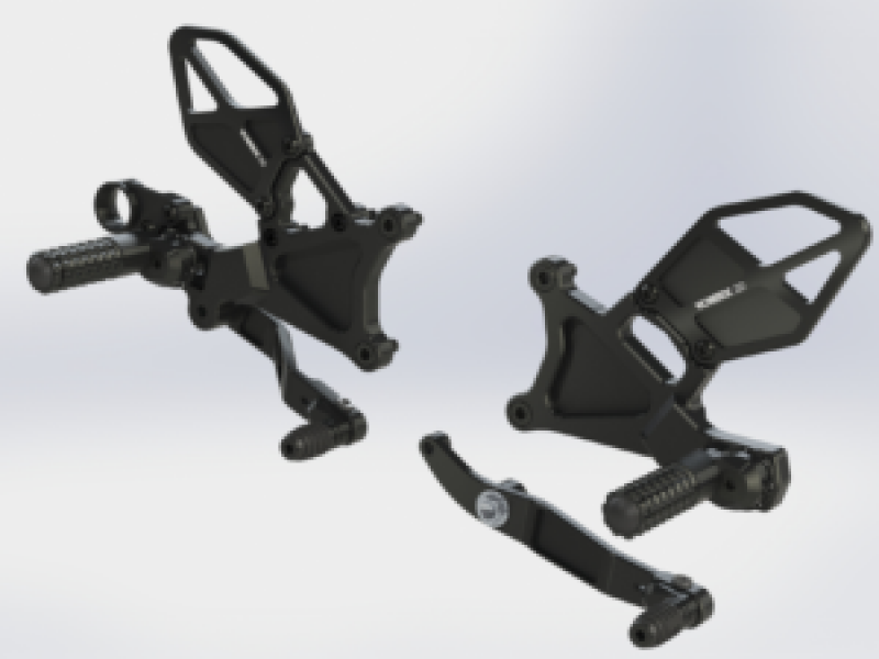Yamaha YZF-R6 Rear Sets - Vortex Racing - V3 2.0 Design with XENTRIX Technology - Black - `06-`23